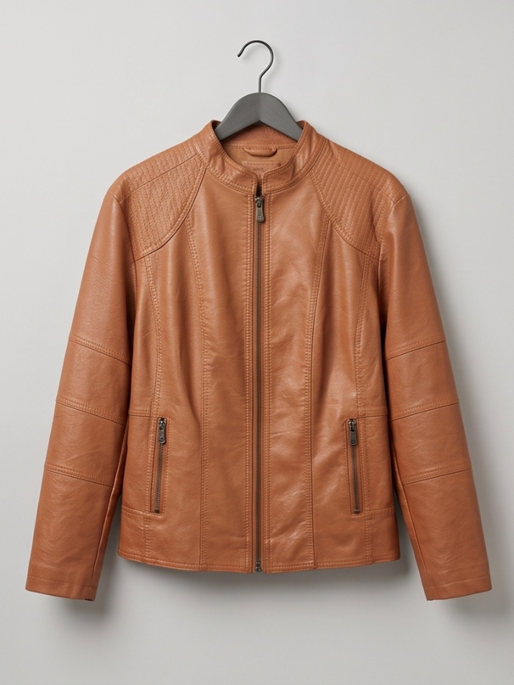 Camel Colored FAUX Leather Jacket